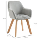 Set 2 Sedie Imbottite 54x57x80 cm in Velluto e Legno Grigio