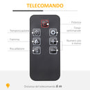 Camino Elettrico da Terra 1800 W con Effetto Fiamma LED Regolabile Telecomando e Timer in Legno e Vetro Bianco      