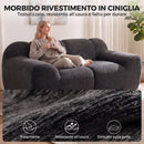 Divano 2 Posti Senza Struttura 174x91x61 cm con Seduta Ampia in Ciniglia Grigio Scuro      