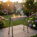 Barbecue per Arrosticini Ompagrill BBQ0080 a Legna o Carbone Uso a Terra o Caminetti Area di Cottura 78x14,5 cm Predisposto per Spiedo In Acciaio Inox