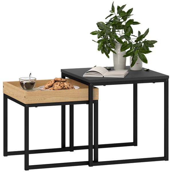 Set 2 Tavolini con Gambe a U Impilabili in Legno e Acciaio acquista