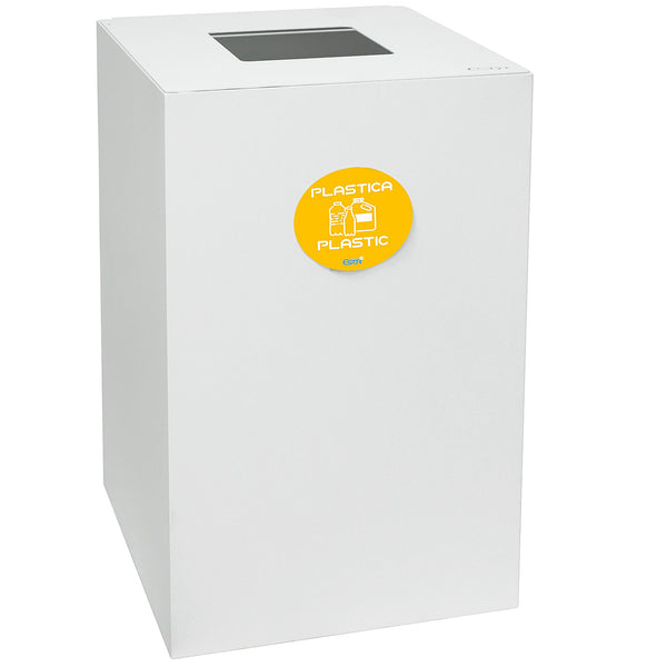 Contenitore per Raccolta Differenziata Capacità 100 L con Etichette 45x50x80 cm in Acciaio Verniciato Bianco sconto
