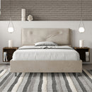 Letto Matrimoniale Francese Imbottito in Microfibra Appia Large Sabbia Varie Misure