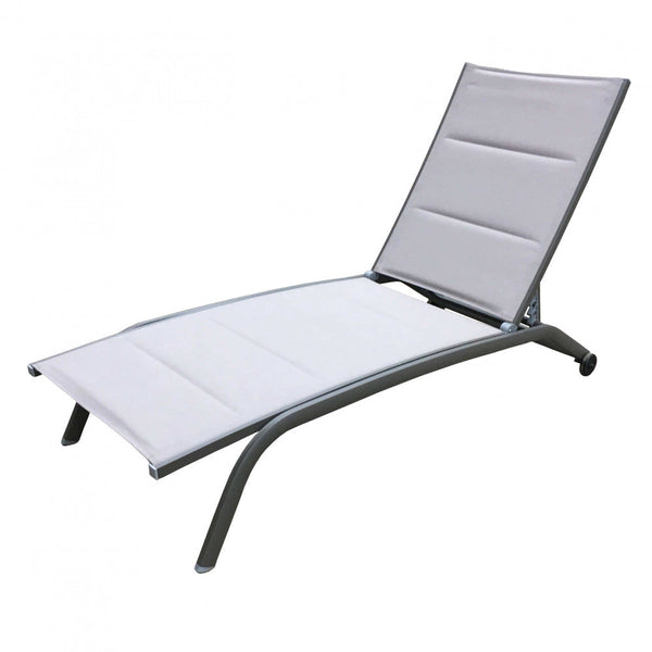 prezzo Bain de soleil de jardin empilable Itaca 194x71x83 h cm en textilène taupe