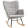 Poltrona a Dondolo Imbottita Rivestimento Bouclé 71x98x101 cm Grigio