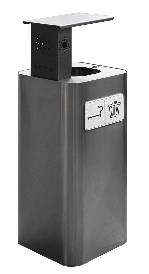 Poubelle 38x38xh102 cm en acier inoxydable avec couvercle basculant poli sconto