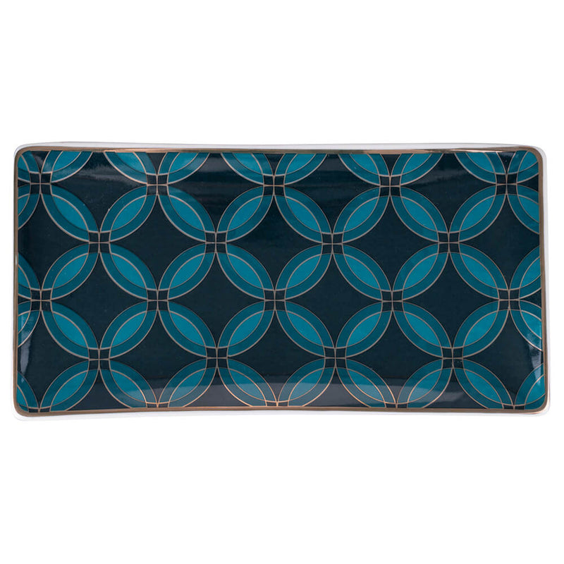 Set 3 Vassoi 24,5x13x2 cm  in Ceramica VdE Tivoli 1996 Vetiver Ottanio Nero e Oro