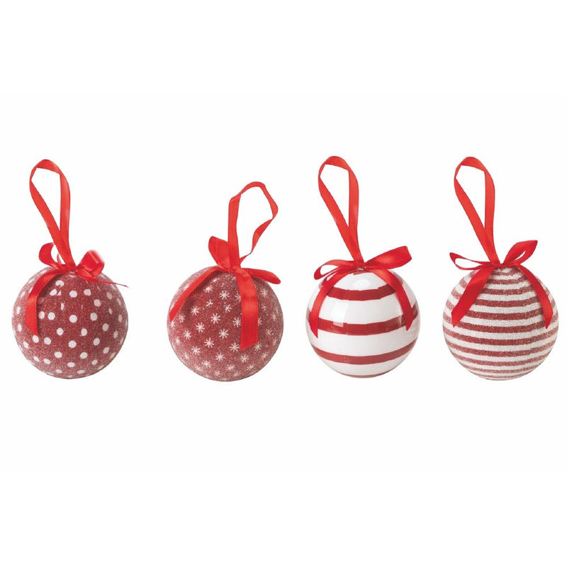 Set 14 Palle di Natale Ø7,5 cm in Polyfoam con Box Righe e Pois