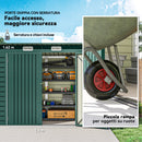 Capanno Porta Attrezzi 249x121x183 cm con 2 Prese d'Aria e Chiavistello in Acciaio Verde      