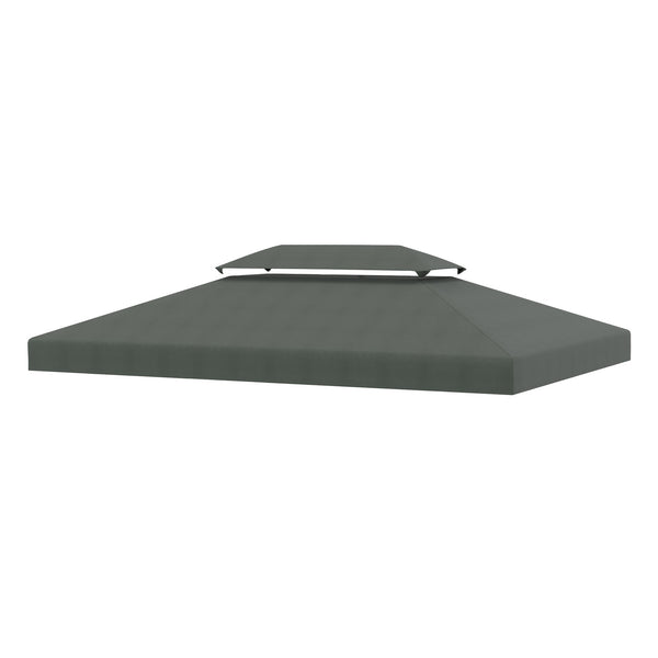 Copertura per Gazebo a 2 Livelli con Cinghie e 10 Fori di Drenaggio 4x3m in Poliestere Grigio Scuro online