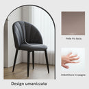 Set 2 Sedie da Pranzo Schienale a Conchiglia in Pelle PU Grigio Scuro   