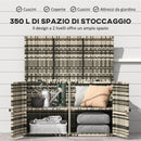 Baule da Giardino 118x57x69 cm Capacità 350L Apertura Frontale e Superiore in Rattan PE Grigio 