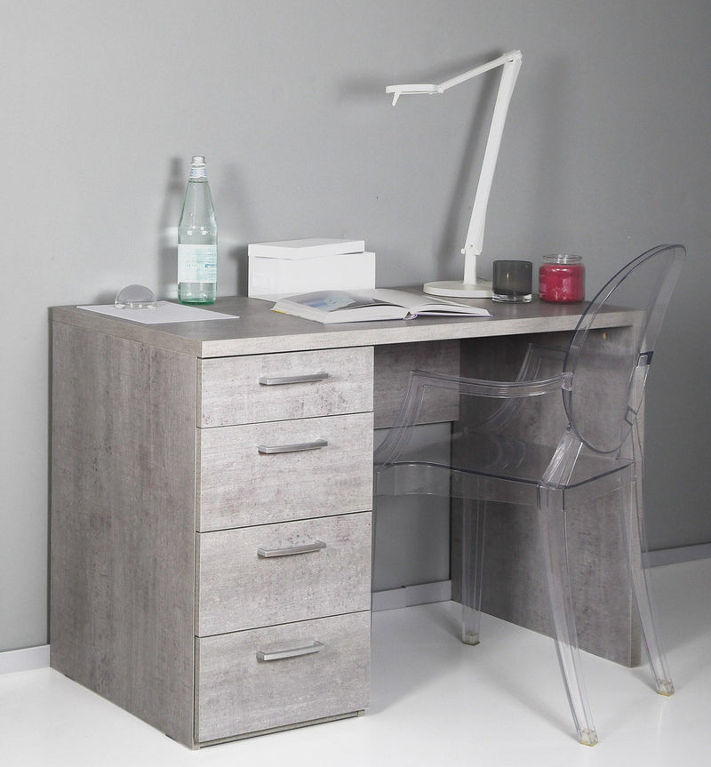 Scrivania da Ufficio 4 Cassetti 109,9x60x75,4 cm in Truciolare Nobilitato Cemento