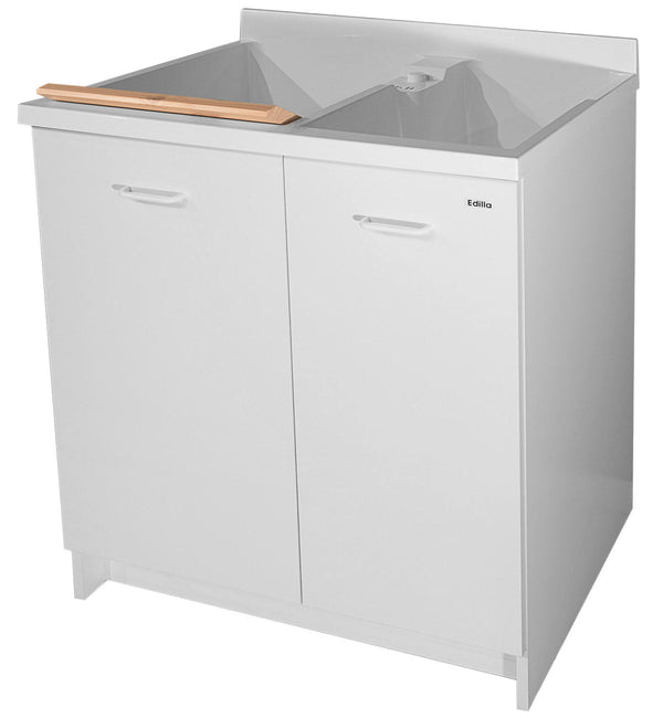 sconto Meuble Lavabo 80x60x85cm 2 Portes 2 Vasques Planche Bois Montegrappa Edilla Blanc avec Panier