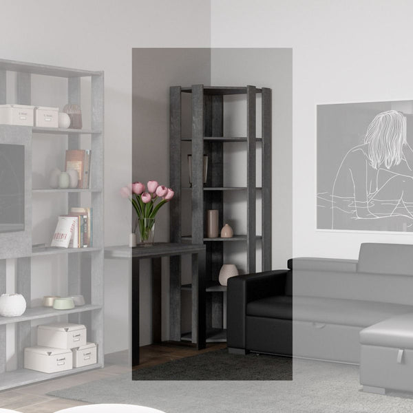 sconto Libreria Angolare Moderna 5 Ripiani 60,3x60,3x205 cm in nobilitato Cemento