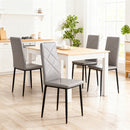 Set di 4 Sedie da Pranzo 41x50x97 cm con Schienale Alto in Finta Pelle e Acciaio Grigio      
