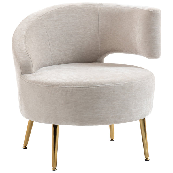 Sedia Moderna con Schienale ad Arco 69x65x67 cm Rivestita in Chenille Bianco Crema prezzo