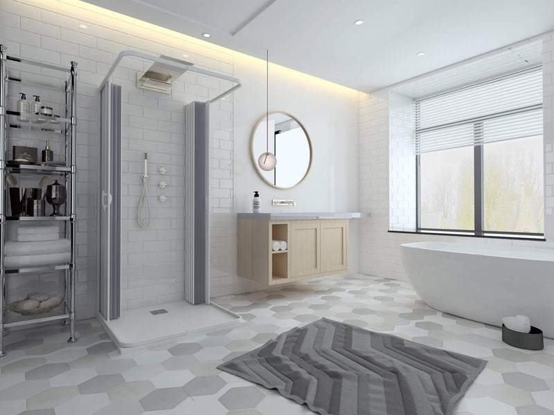 Box Doccia 3 Lati 2 Ante a Soffietto in PVC Apertura Centrale H185 cm Dorini Bianco Varie Misure