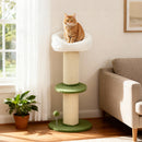 Albero Tiragraffi per Gatti Alto 92 cm con Palo in Sisal e Lettino a Forma di Fiore Verde      