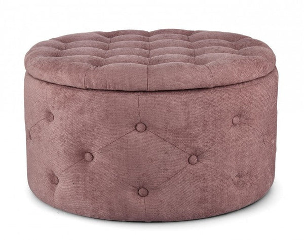 Pouf Contenitore Porta Scarpe Ø 70x40 cm Ernestine in Tessuto Rosa Antico acquista