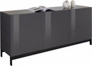 Credenza con piedi 2 Ante + 3 Cassetti 170x40x73 cm Metis Antracite Lucido