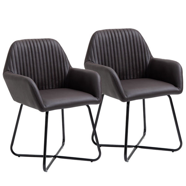 Lot de 2 Chaises Rembourrées 60x56,5x85 cm en Simili Cuir Marron online