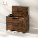 Panca Contenitore da 103L Multifunzione 75x40x56 cm color Legno con Cuscino in Tessuto Grigio      