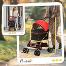 Passeggino per Cani Convertibile in Trasportino 82x49,5x98 cm in Acciaio e Poliestere Rosso e Nero   