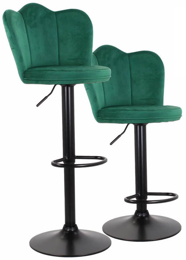 Set 2 Tabourets 38x38x60/80 cm en Velours Noir Piètement Sarcelle acquista