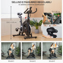 Cyclette Magnetica con Volano 10 kg Sedile e Manubrio Regolabili Monitor LCD e Porta Tablet Nero    