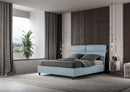 Letto Matrimoniale con Alzata Comoda Imbottito in Microfibra Nandy Azzurro Varie Misure