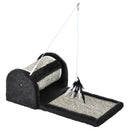 Tiragraffi per Gatti in Truciolato 44x24x16 cm con Gioco di Piume in Truciolato Peluche e Sisal Grigio