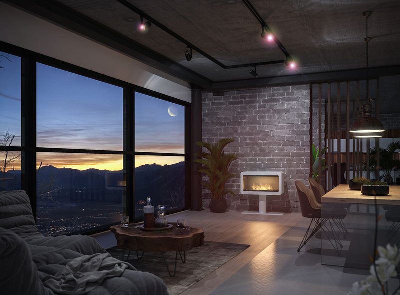 Camino a Bioetanolo da Pavimento 82x44 cm Inecco Bianco con Vetro