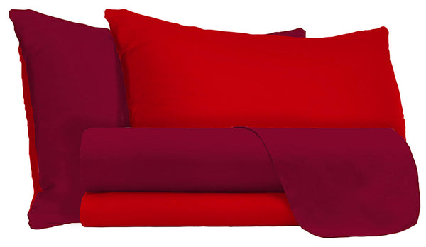 Parure de Draps et Taies d'Oreiller Double Face Rouge/Bordeaux sconto