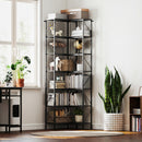 Libreria ad Angolo 60x60x198 cm a 7 Ripiani StileIndustriale Telaio in Metallo Effetto Legno Nero      