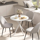 Tavolo da Pranzo Rotondo Stile Industriale Ø80x75 cm con Gambe a Croce in Acciaio Bianco      