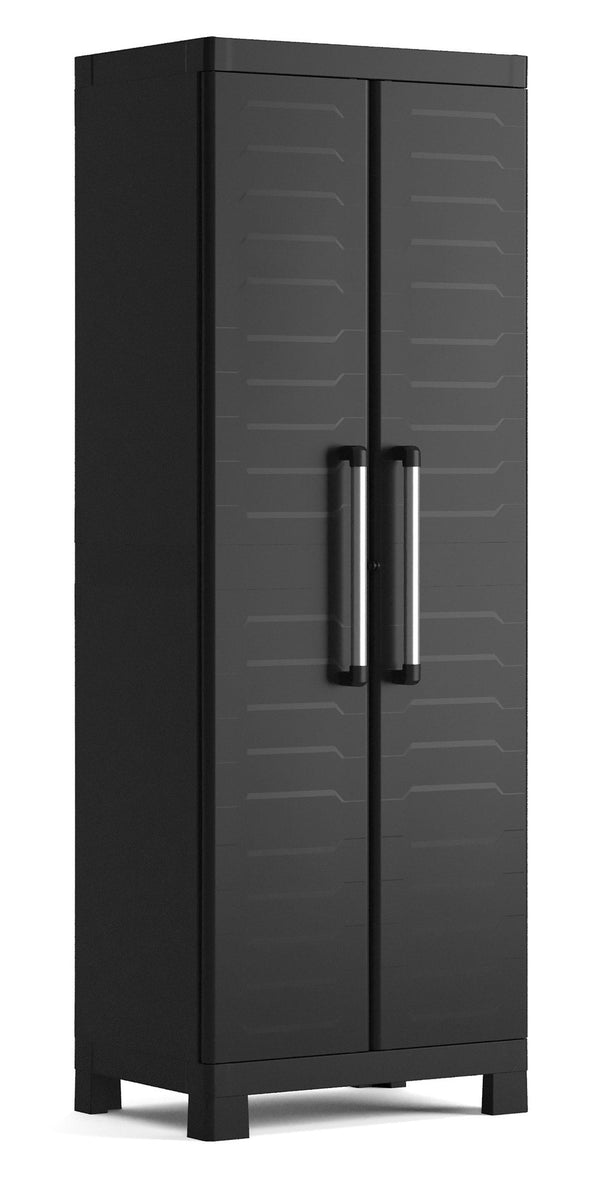 sconto Keter Detroit Armoire haute en résine noire 4 étagères 65x45x182 cm