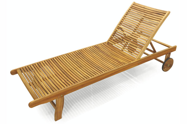 online Chaise longue de jardin en bois à roulettes Soriani Bali