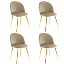 Set 4 Sedie 50x45x80 cm in Tessuto Vellutato Piedi Oro Tortora
