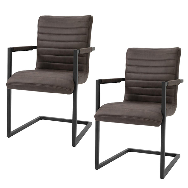 prezzo Lot de 2 Chaises Rembourrées 63x53x90 cm en Polyester Marron