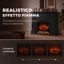 Camino Elettrico da Terra o Incasso 117x30x100 cm con Cornice e Ripiano per TV 55" 1800 W Effetto Fiamma 3D e Timer Nero      