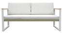 Set Salotto da Giardino Divano 2 Poltrone e Tavolino Cerveteri in Alluminio Bianco e Ecrù