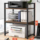 Scaffale da Scrivania Multiuso 3 Ripiani 53x35x80 cm per Stampante Ufficio in MDF Noce e Nero