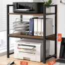 Scaffale da Scrivania Multiuso 3 Ripiani 53x35x80 cm per Stampante Ufficio in MDF Noce e Nero