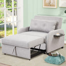 Poltrona Letto Singolo Trasformabile 105x94x86 cm in Tessuto Lino Sfoderabile Grigio Chiaro