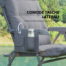 Sedia da Campeggio Pieghevole 66x58x105 cm Regolabile su 5 Livelli Grigio Chiaro   