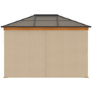 Gazebo da Giardino 2,94x3,60x2,67m con Tetto in Policarbonato e Zanzariere in Acciaio Cachi