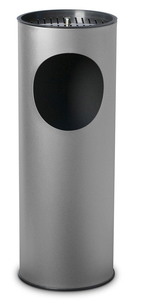 online Pattumiera Gettacarte Ø24,3xh66,5 cm con Posacenere In Acciaio Verniciato Grigio