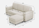 Divano 3 Posti con Pouf 208x155x85 cm Marrak in Tessuto Latte