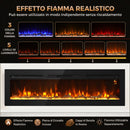 Camino Elettrico da Incasso o Parete 170x15,8x45 cm 1500 W con Timer 24 Ore Fiamma Regolabile e Cristalli      